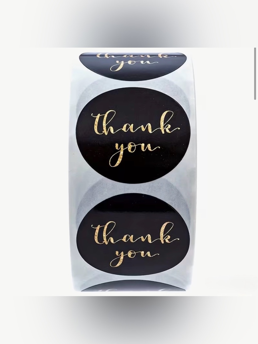 Black & Gold 'Thank You' Round Sticker Labels 500 Pcs